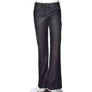 Theory Brewster Indigo Denim Flare Jeans Retro Chic High Rise Long Leg Size 2